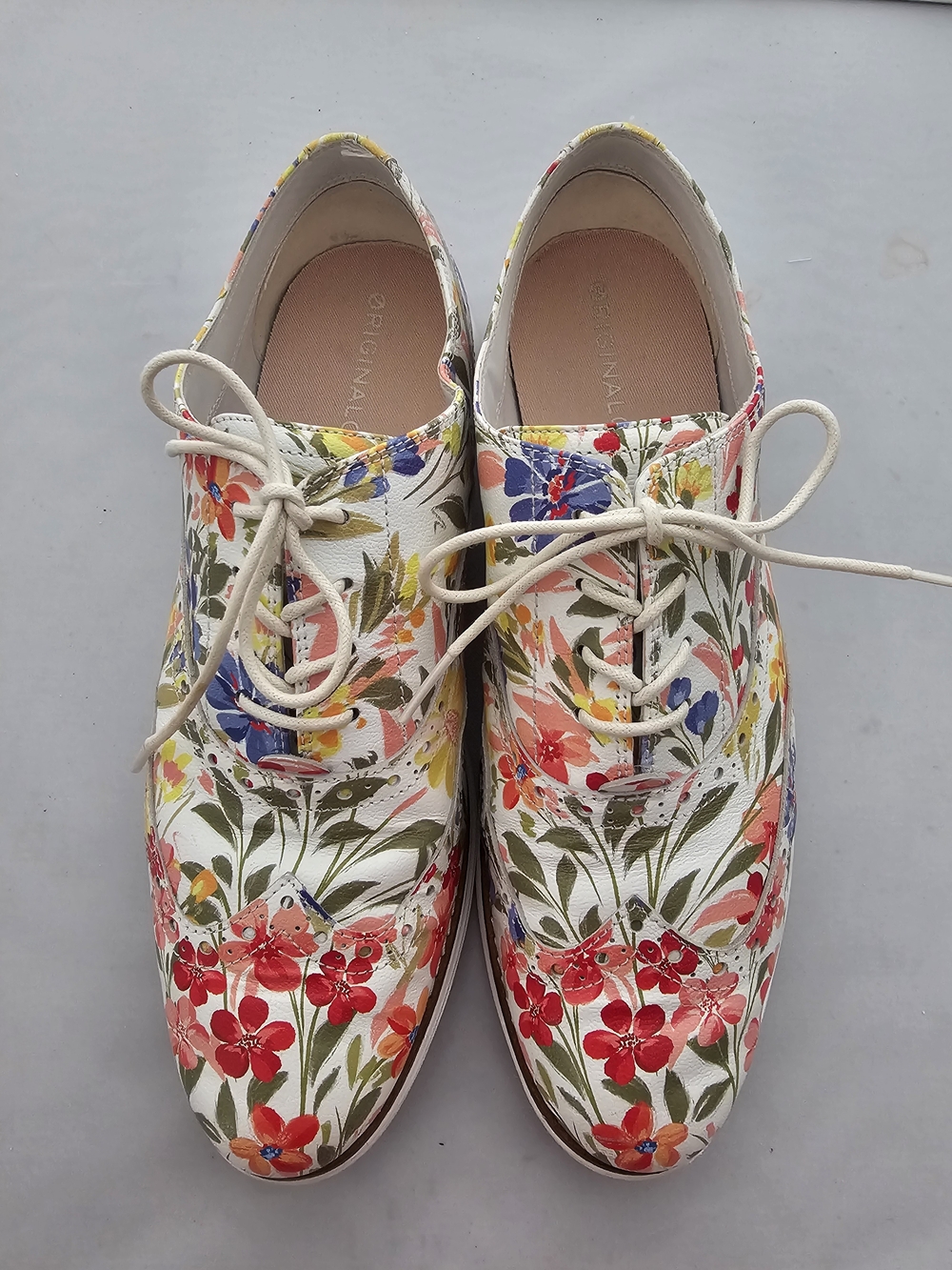 Cole Haan Floral Lace-Up Oxfords - White Multi Color!